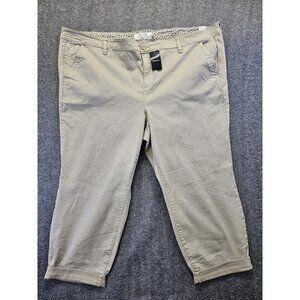 Torrid Khaki Chino Twill Crop Pants Beige Womens Size 26 Flap Pockets NWT